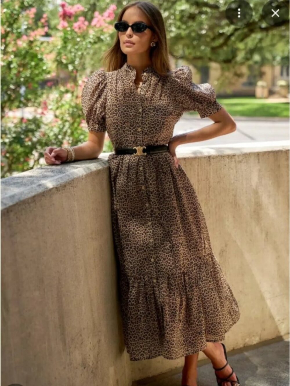 Avara The Martha Leopard Print Puff-Sleeve Dress